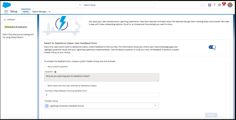 Setting Up Salesforce Classic User Feedback Form.