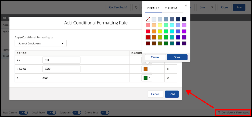 Conditional formatting in Lightning reports