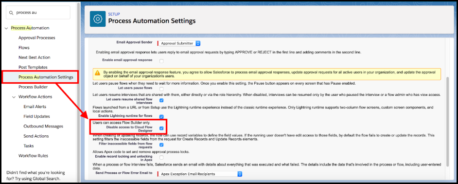 Controlling access to the Cloud Flow Designer