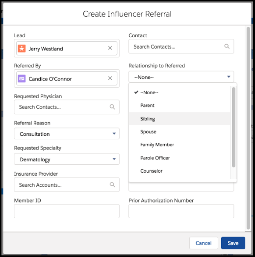 Tracking patient referrals from other influencers