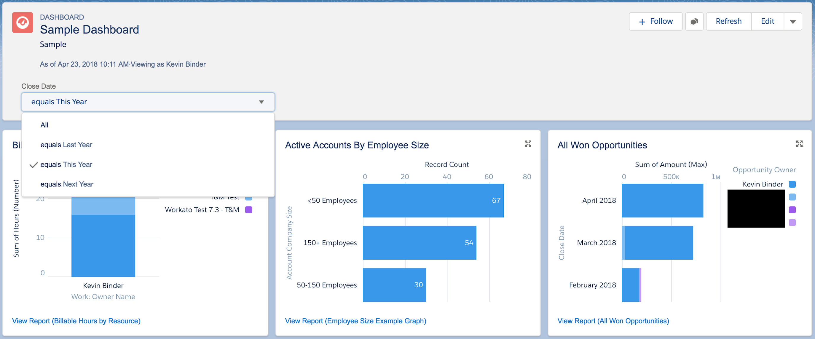 Using a Salesforce Dashboard filter